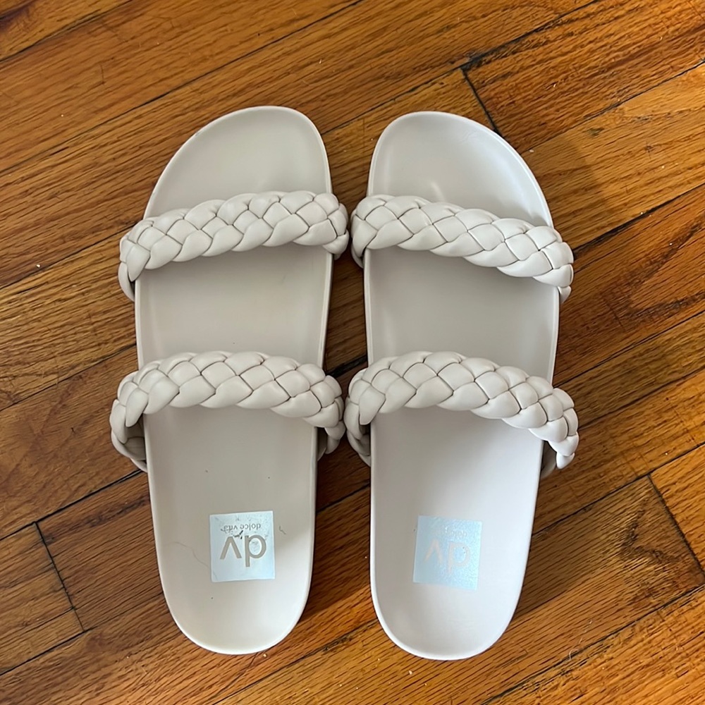 Dolce vita slide sandals white braided